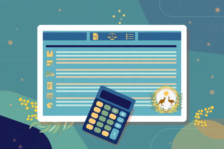 Australian tax invoice with calculator, illustration for the Australian GST invoice calculator