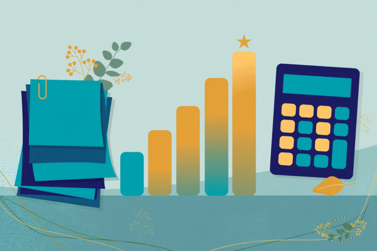 Business documents and charts with calculator, illustration for the Australian GST reporting guide