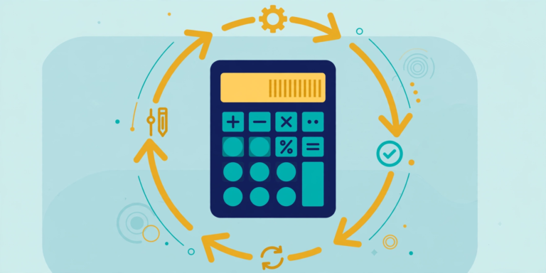 Calculator with adjustment arrows, illustration for the NZ GST adjustment calculator