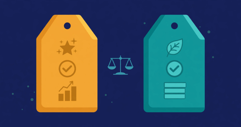 Two price tags comparing GST inclusive and exclusive prices, illustration for the NZ price converter